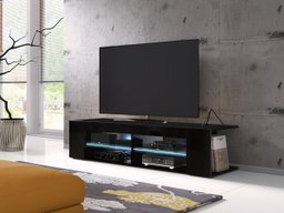Meuble TV Nashville 112 (Noir + Noir brillant)
