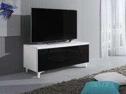 Meuble TV Nashville 118 (Blanc + Noir brillant)