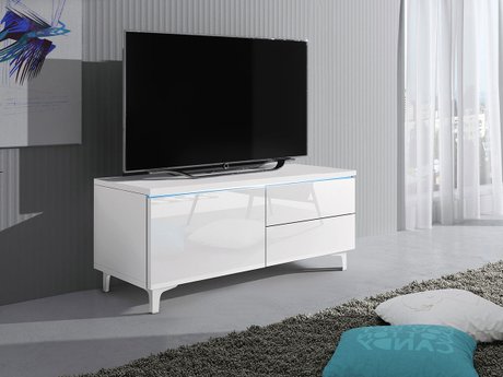 Meuble TV Uva III (Blanc + Blanc brillant)