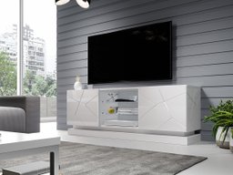 Meuble TV Charlotte 127 (Blanc + Blanc brillant)
