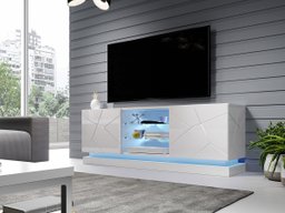 Meuble TV Charlotte 127 (Blanc + Blanc brillant)