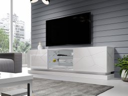 Meuble TV Charlotte 128 (Blanc + Blanc brillant)