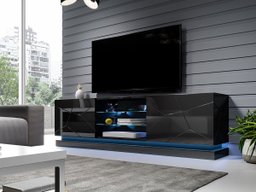 Meuble TV Charlotte 128 (Noir + Noir brillant)