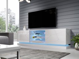 Meuble TV Linar I (Blanc + Blanc brillant)