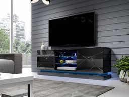 Meuble TV Linar (Noir + Noir brillant)