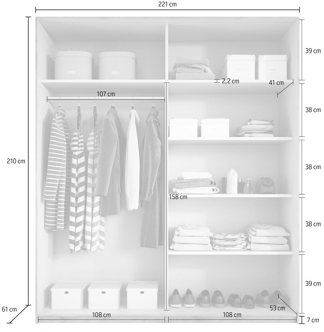 Armoire Levruvu 105 (Chêne du Monastery + Noir)