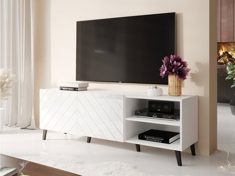 Meuble TV Charlotte 144 (Blanc + Blanc brillant)