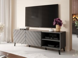 Meuble TV Charlotte 144 (Graphite + Graphite brillant)