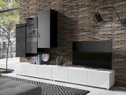 Ensemble de salon Tivdalu 133 (Blanc + Blanc brillant + Noir + Noir brillant)