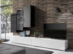 Ensemble de salon Tivdalu 133 (Blanc + Blanc brillant + Noir + Noir brillant)