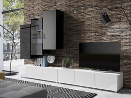 Ensemble de salon Tivdalu 133 (Blanc + Blanc brillant + Noir + Noir brillant)