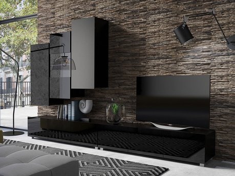 Ensemble de salon Tivdalu 133 (Noir + Noir brillant)