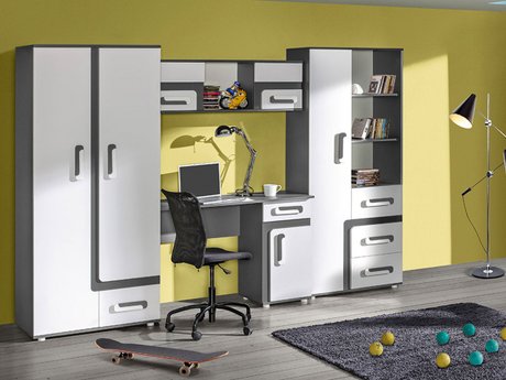 Chambre enfant complète Aviseve 108 (Anthracite + Blanc)