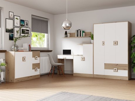 Ensemble de meubles Tolfere 107 (Chêne clair + Blanc)