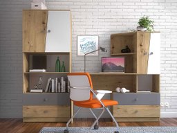 Ensemble de meubles Almira 115 (Chêne Artisan + Blanc + Gris)