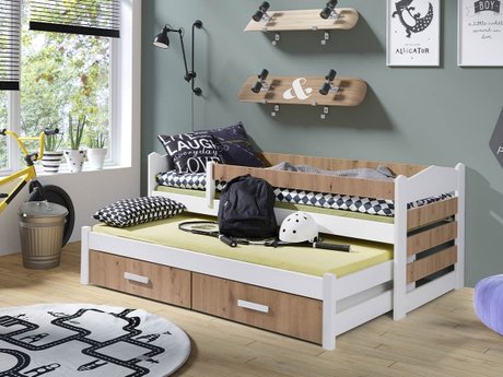 Lit Henderson 140 (Blanc + Chêne Artisan)