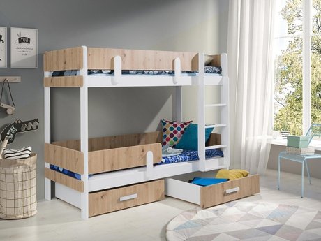 Lit superposé Henderson 144 (Blanc + Chêne Artisan)