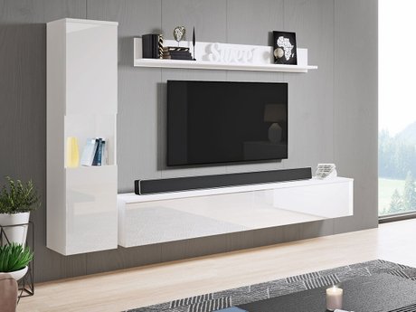 Ensemble de salon Sarasota 130 (Blanc + Blanc brillant)