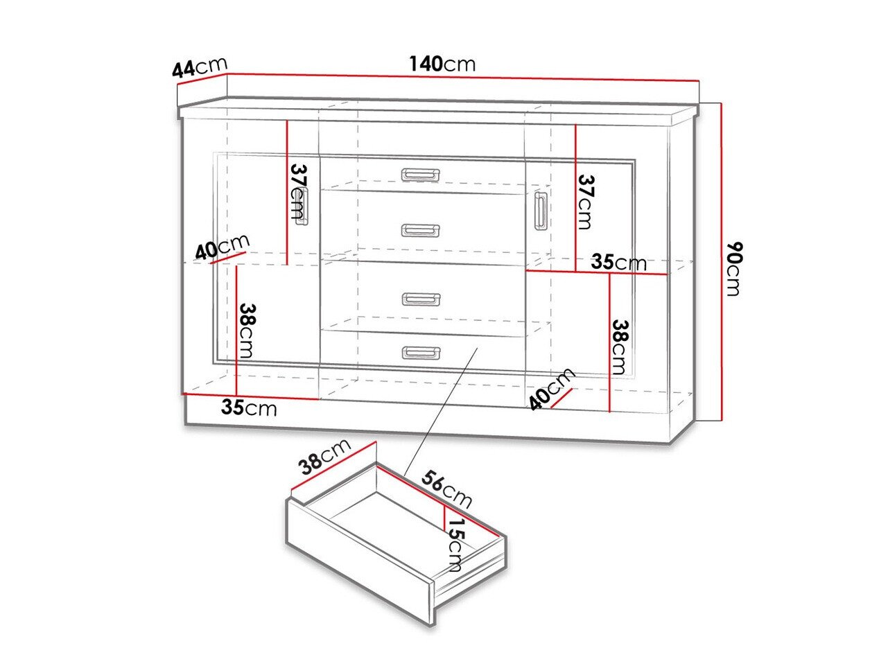 Commode Lircava 105 (Chêne de Lefkas)