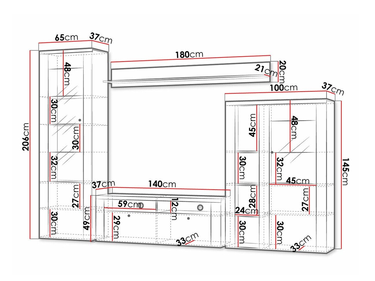 Ensemble de salon Salelbo 100 (Rivera chêne)