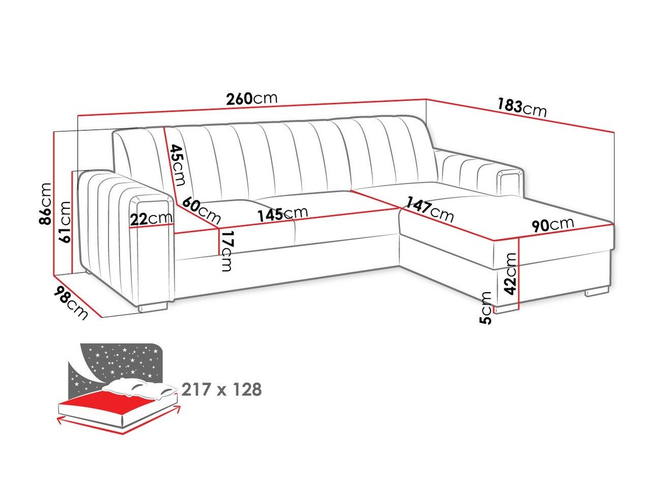 Canapé d'angle Columbus 166 (Manila 18)