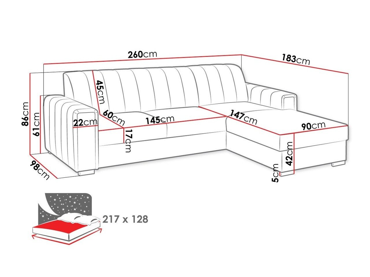 Canapé d'angle Columbus 166 (Manila 26)