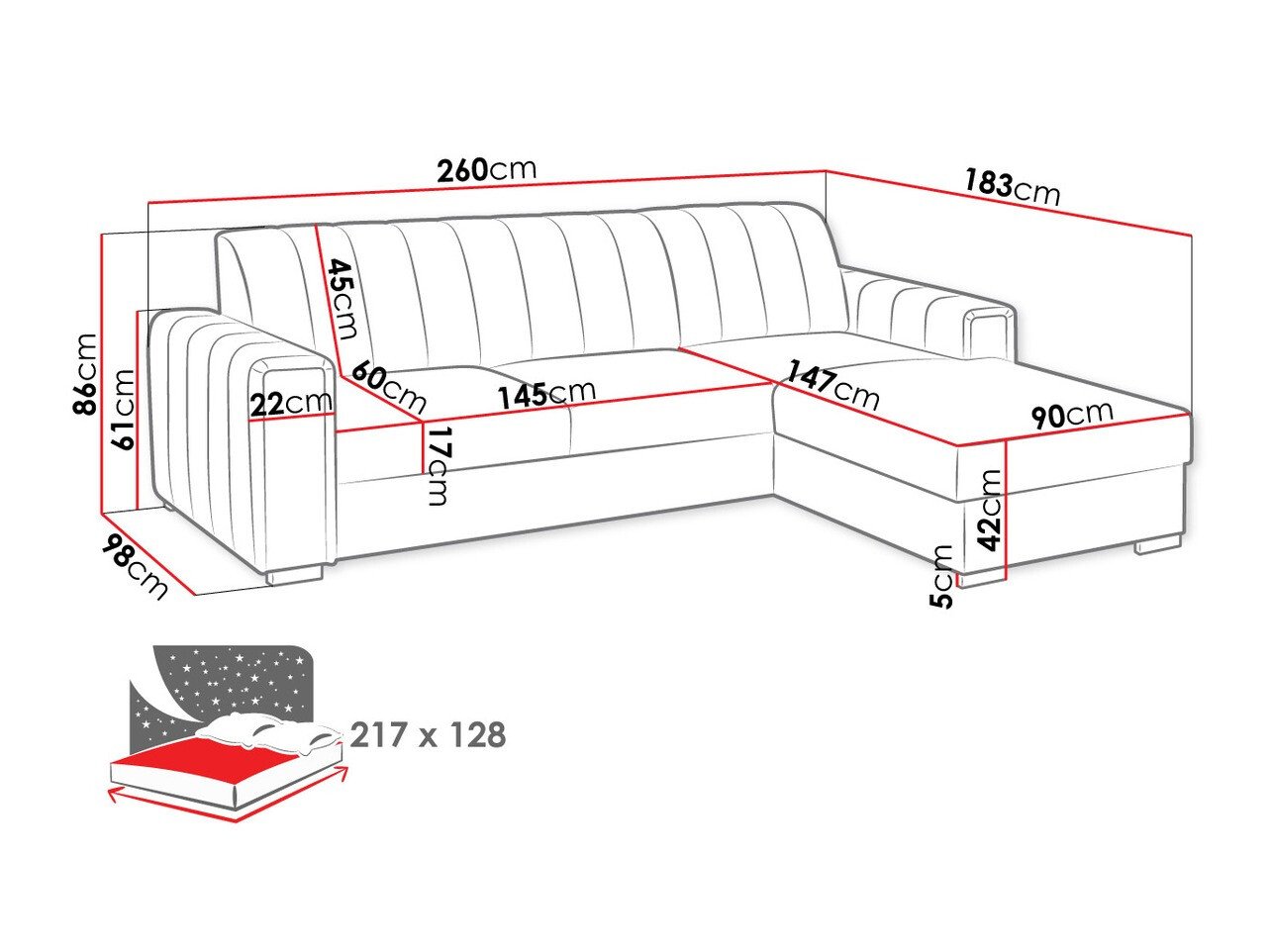 Canapé d'angle Columbus 166 (Manila 35)