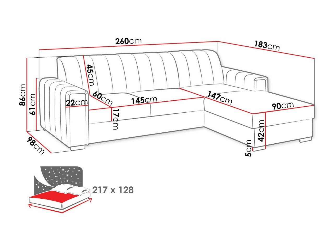 Canapé d'angle Columbus 166 (Manila 35)