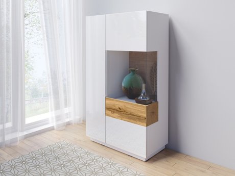 Buffet Livlore 104 (Blanc + Blanc brillant + Chêne wotan)