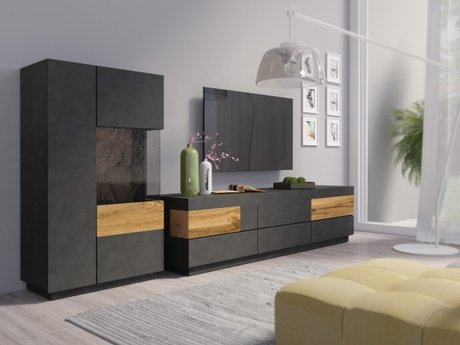 Ensemble de salon Livlore 109 (Matera gris + Chêne wotan)