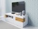 Meuble TV Livlore 103 (Blanc + Blanc brillant + Chêne wotan)
