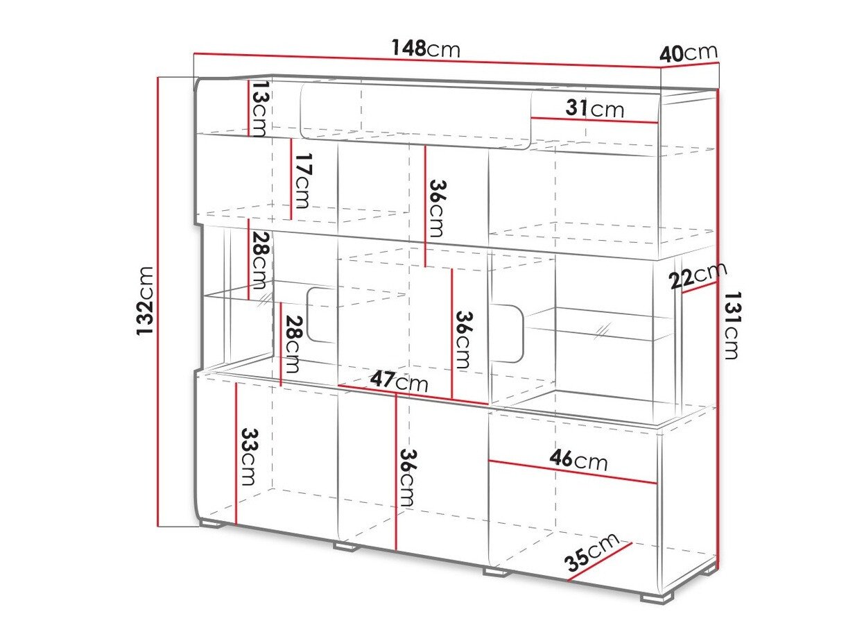 Buffet Torsone 100 (Anthracite + Gloss anthracite + Grandson chêne)