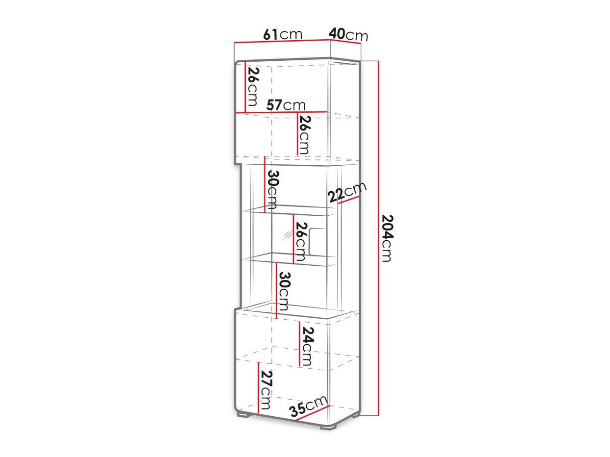 Étagère Torsone 103 (Anthracite + Gloss anthracite + Grandson chêne)