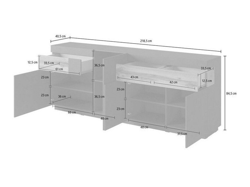 Ensemble de salon Livlore 108 (Blanc + Blanc brillant + Chêne wotan)
