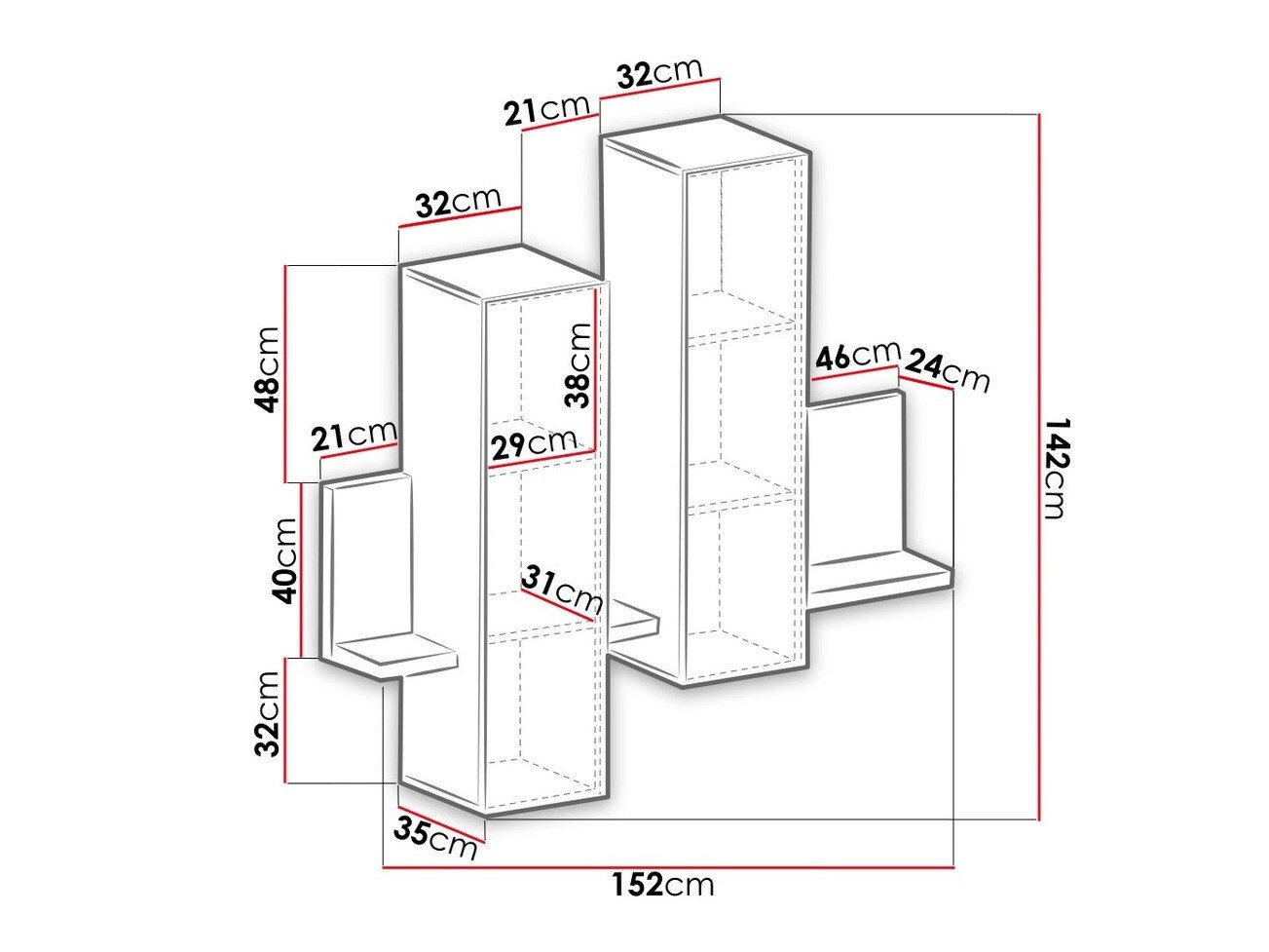 Armoire murale Lutiva 101 (Anthracite + Ribbec chêne)