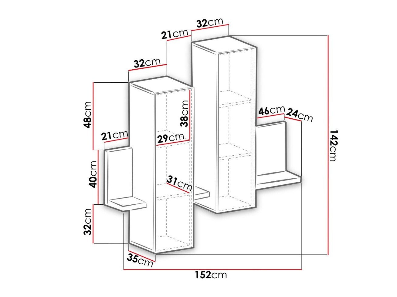 Armoire murale Lutiva 101 (Matera gris + Épicéa foncé)