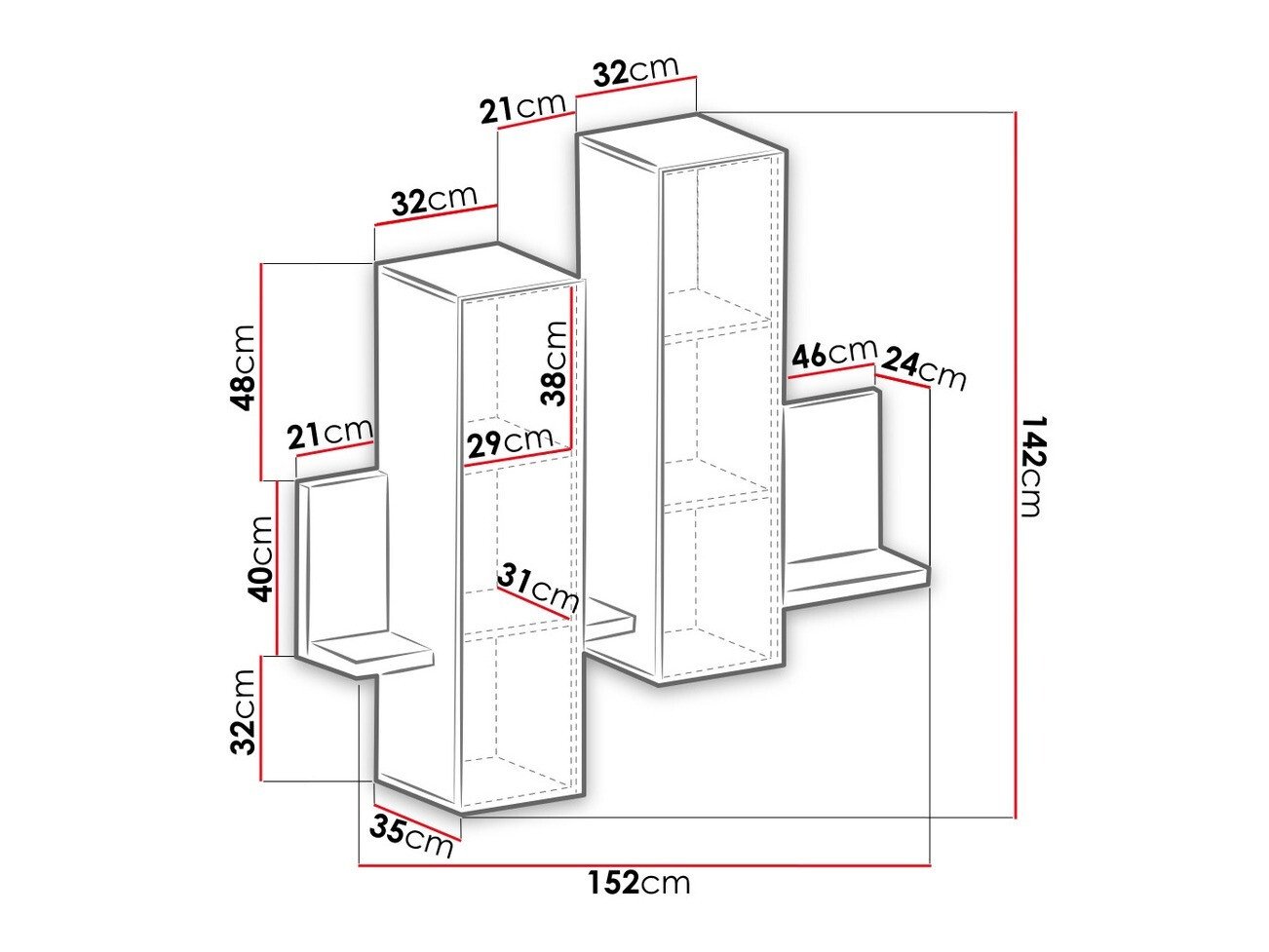 Armoire murale Lutiva 101 (Noir mat)