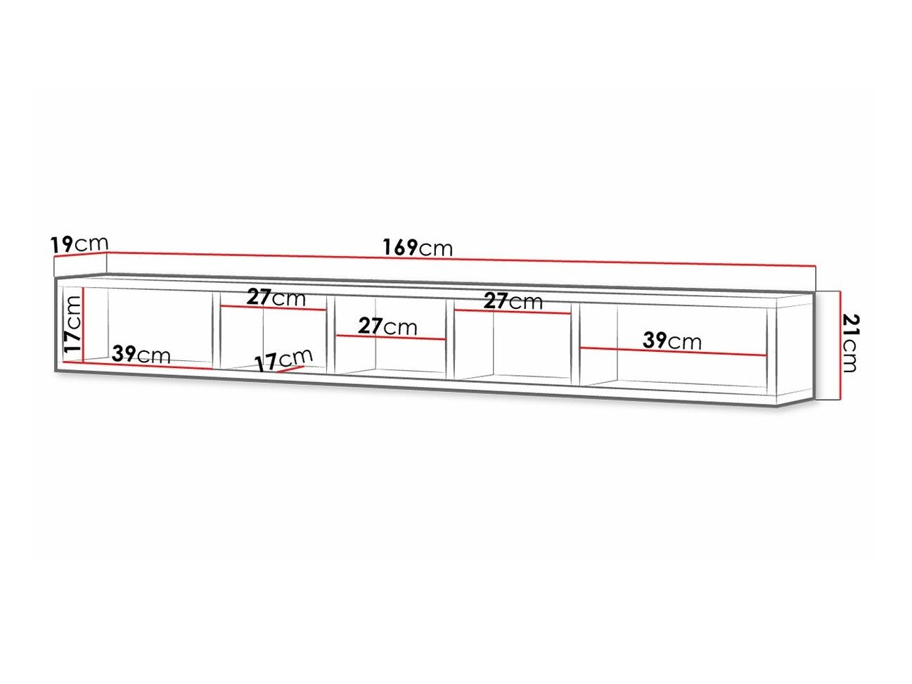 Étagère murale Torsone 105 (Anthracite + Grandson chêne)