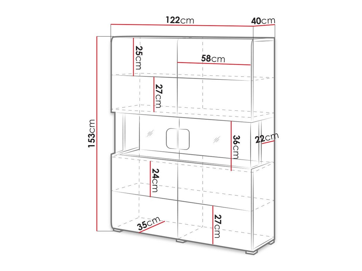Étagère Torsone 107 (Anthracite + Gloss anthracite + Grandson chêne)