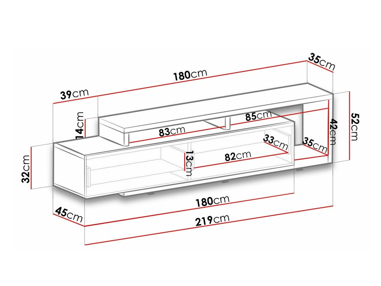 Meuble TV Lutiva 103 (Matera gris + Épicéa foncé)
