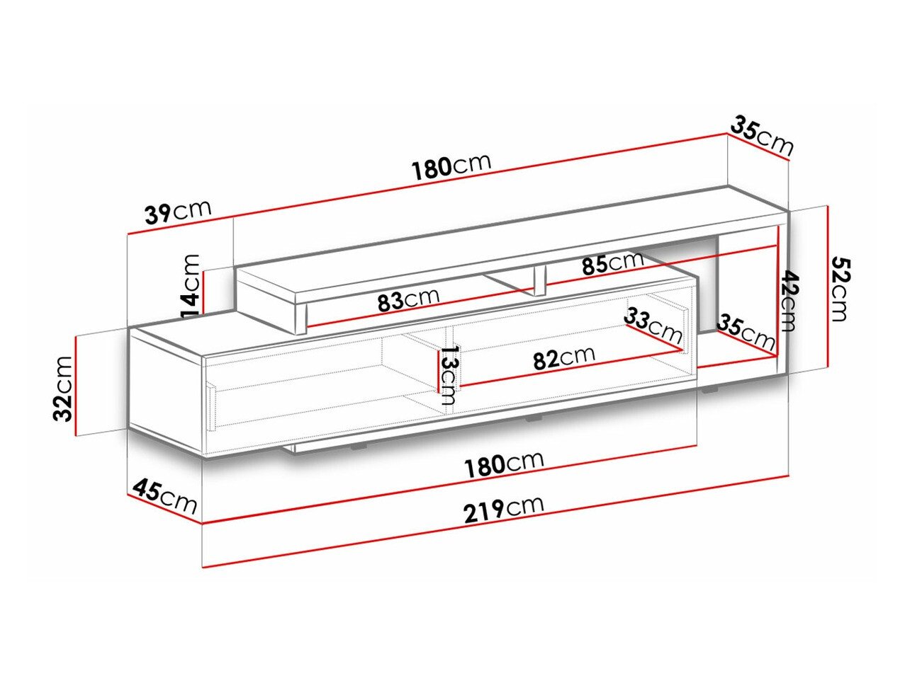 Meuble TV Lutiva 103 (Noir mat)
