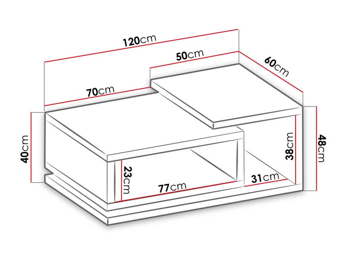 Table basse Lutiva 104 (Matera gris + Épicéa foncé)