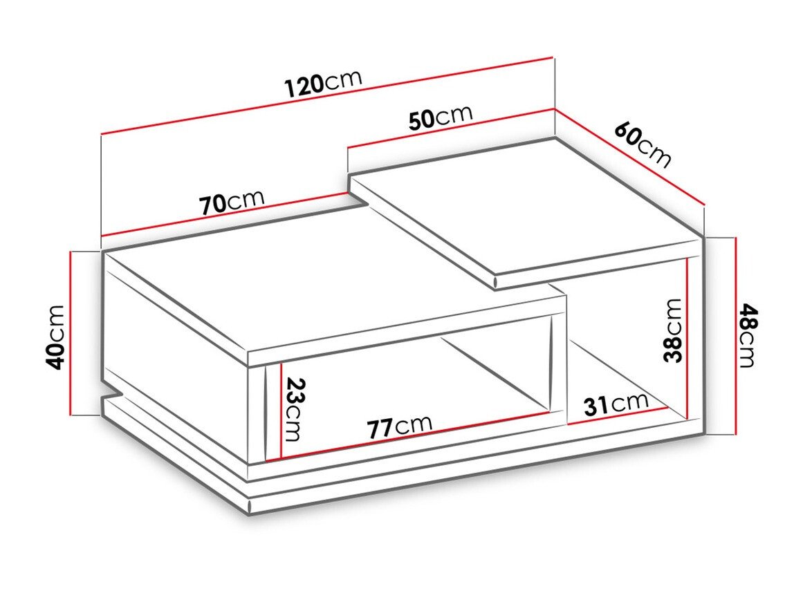 Table basse Lutiva 104 (Noir mat)
