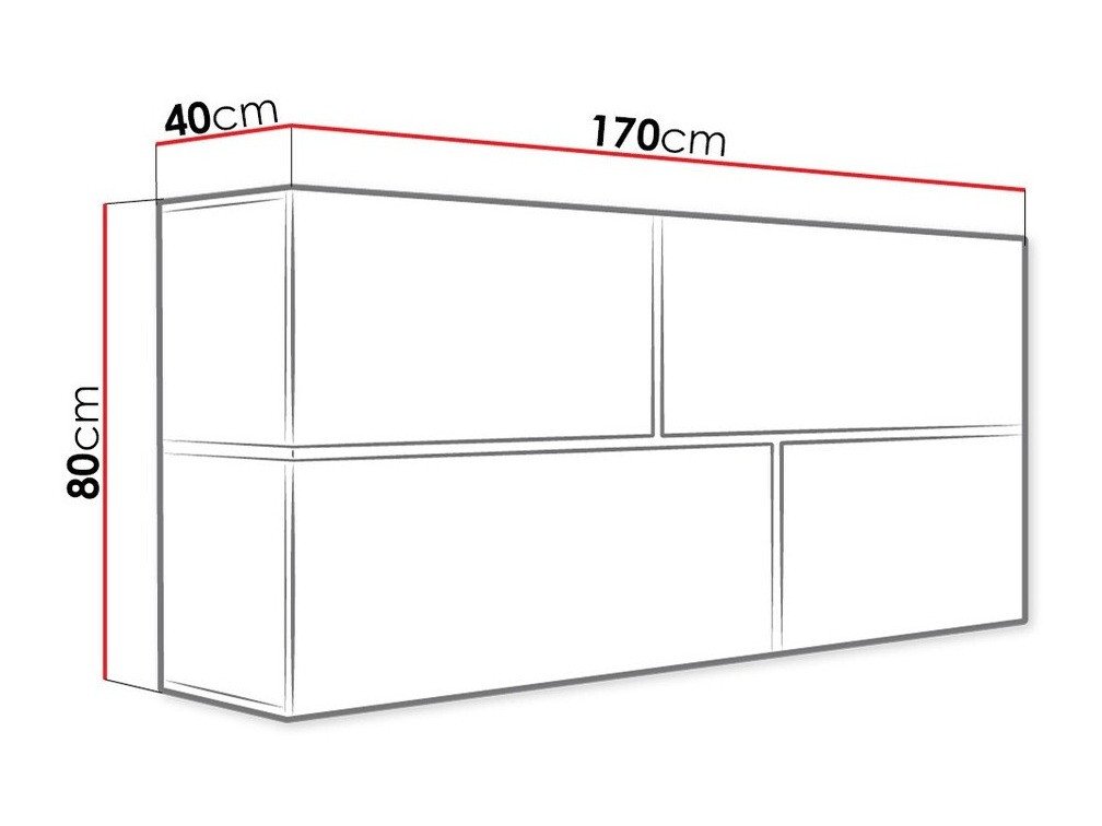 Armoire murale Charlotte 100 (Blanc + Blanc brillant + Noir)