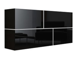 Armoire murale Charlotte 100 (Noir + Noir brillant + Blanc)