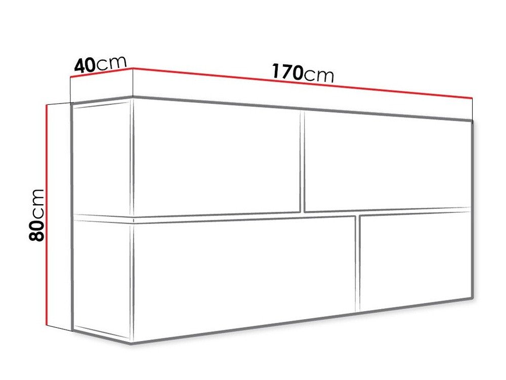 Armoire murale Charlotte 100 (Noir + Noir brillant + Blanc)