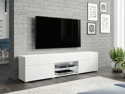 Meuble TV Sarasota 134 (Blanc + Blanc brillant)