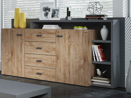 Commode Lutiva 106 (Anthracite + Ribbeck chêne)