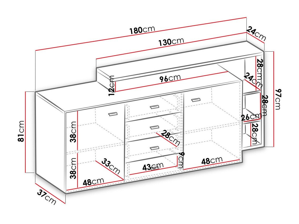 Commode Lutiva 106 (Blanc + Béton)