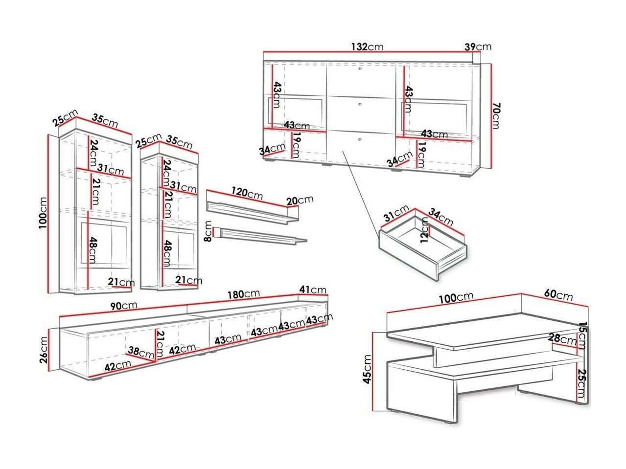 Ensemble de salon Serodeu 104 (Béton)